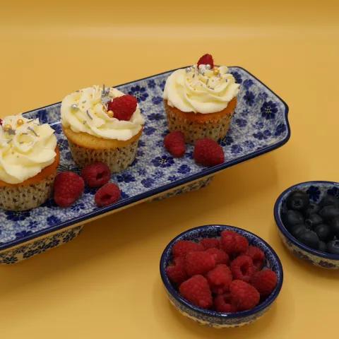 Prosecco cupcake met frambozen overzicht