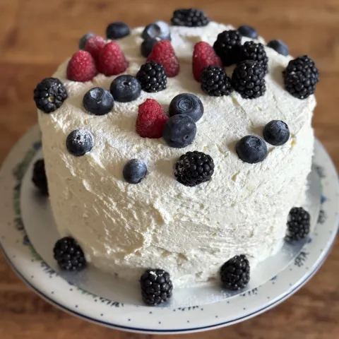 Vanille Biscuittaart met vruchten boven