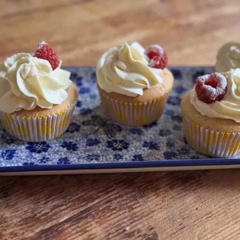 Witte chocolade framboos Cupcake groep